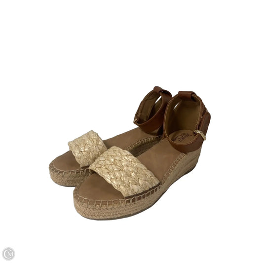 Sandals Heels Wedge By Clothes Mentor In Tan, Size: 8