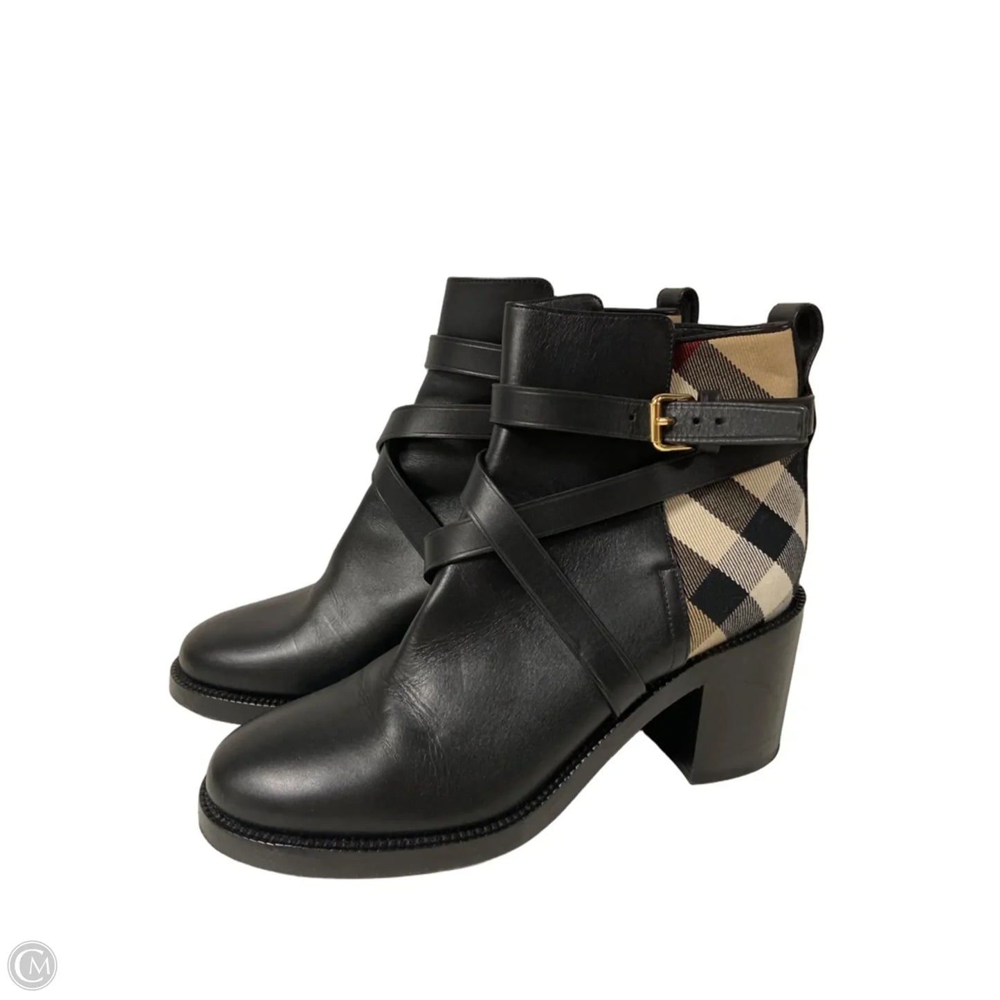 Boots Luxury Designer By Burberry In Black, Size: 7.5