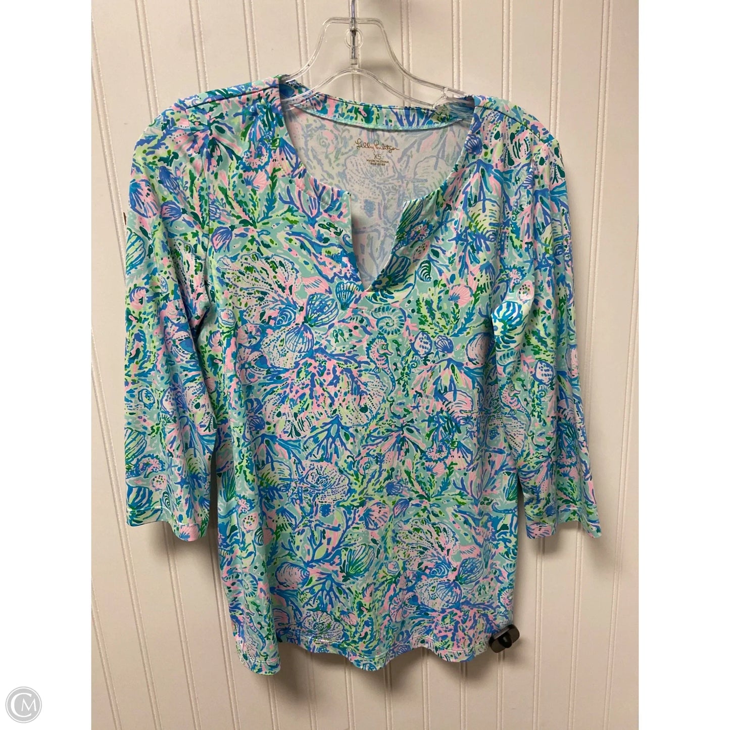 Top 3/4 Sleeve Designer By Lilly Pulitzer In Green, Size: Xs