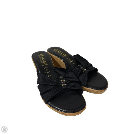 Sandals Heels Wedge By Italian Shoemakers In Black, Size: 8.5