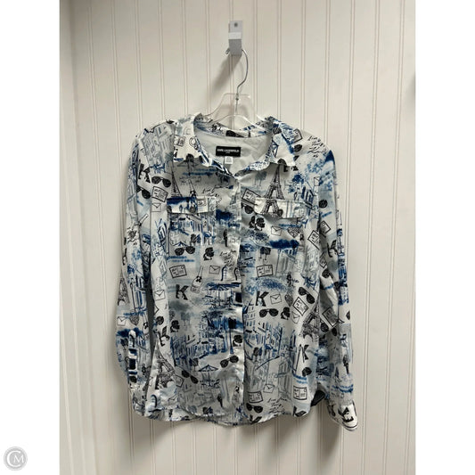Top Long Sleeve Designer By Karl Lagerfeld In Black & White, Size: M