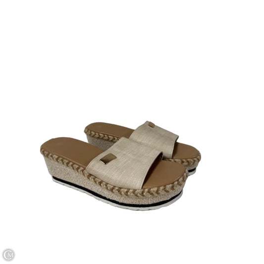 Sandals Heels Wedge By Clothes Mentor In Beige, Size: 7.5