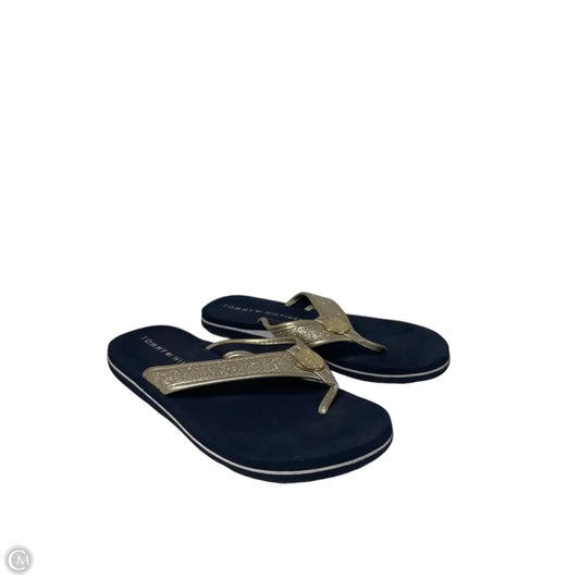 Sandals Flip Flops By Tommy Hilfiger In Blue & Gold, Size: 7.5