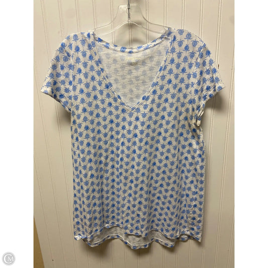 Top Short Sleeve Designer By Lilly Pulitzer In Blue & White, Size: L