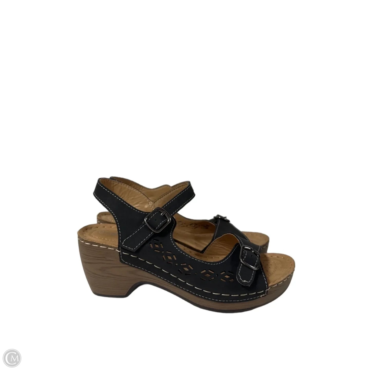 Sandals Heels Wedge By Spring Step In Black, Size: 6.5