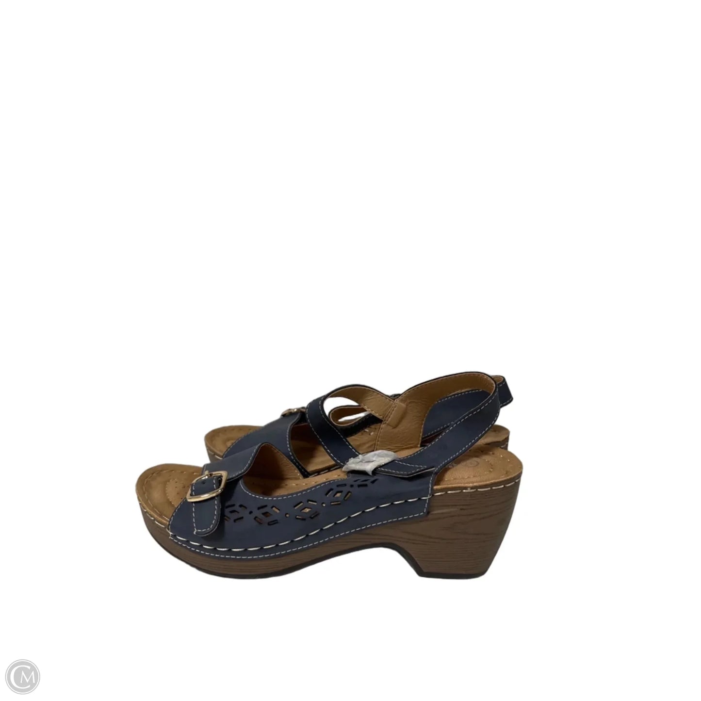 Sandals Heels Wedge By Spring Step In Blue, Size: 6.5