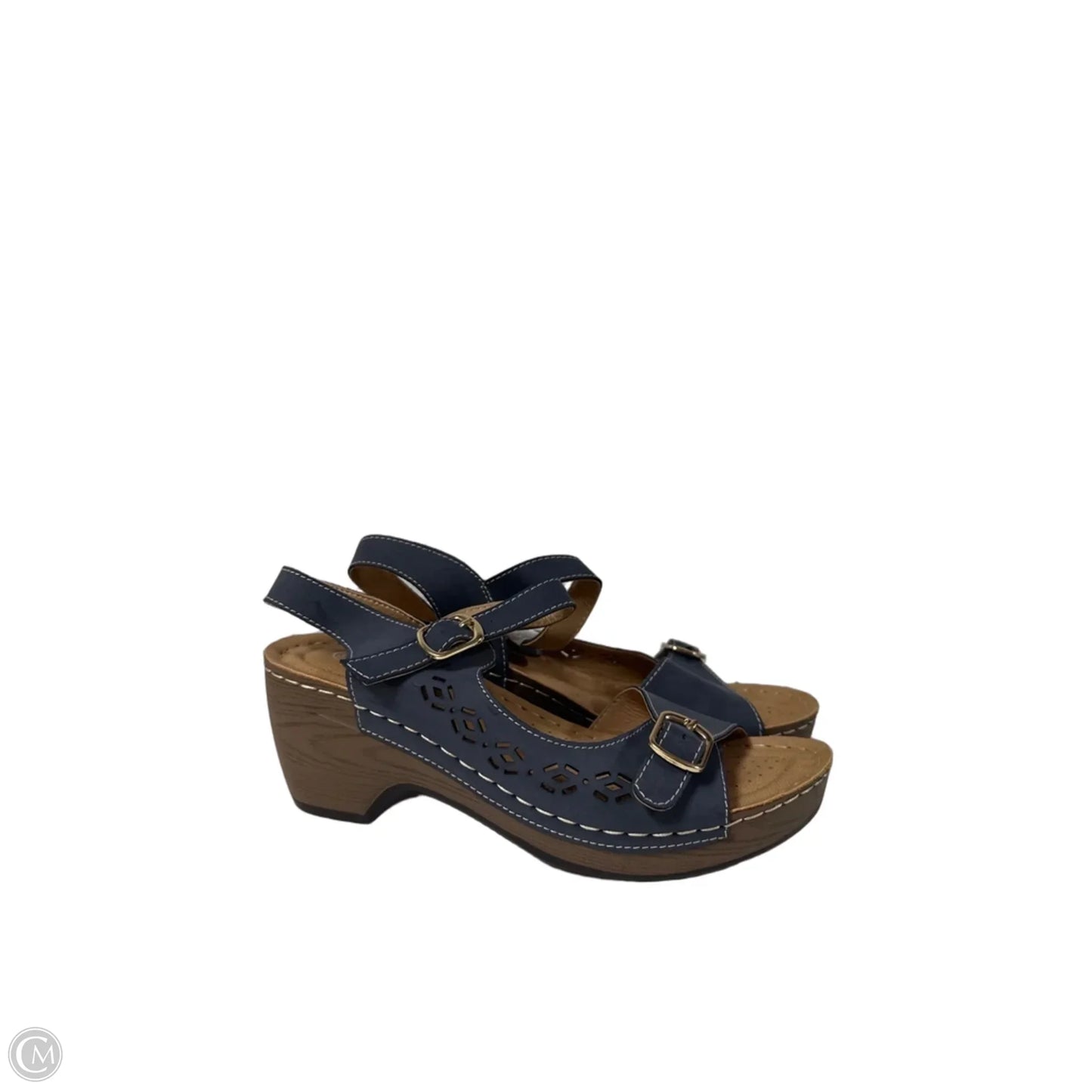 Sandals Heels Wedge By Spring Step In Blue, Size: 6.5