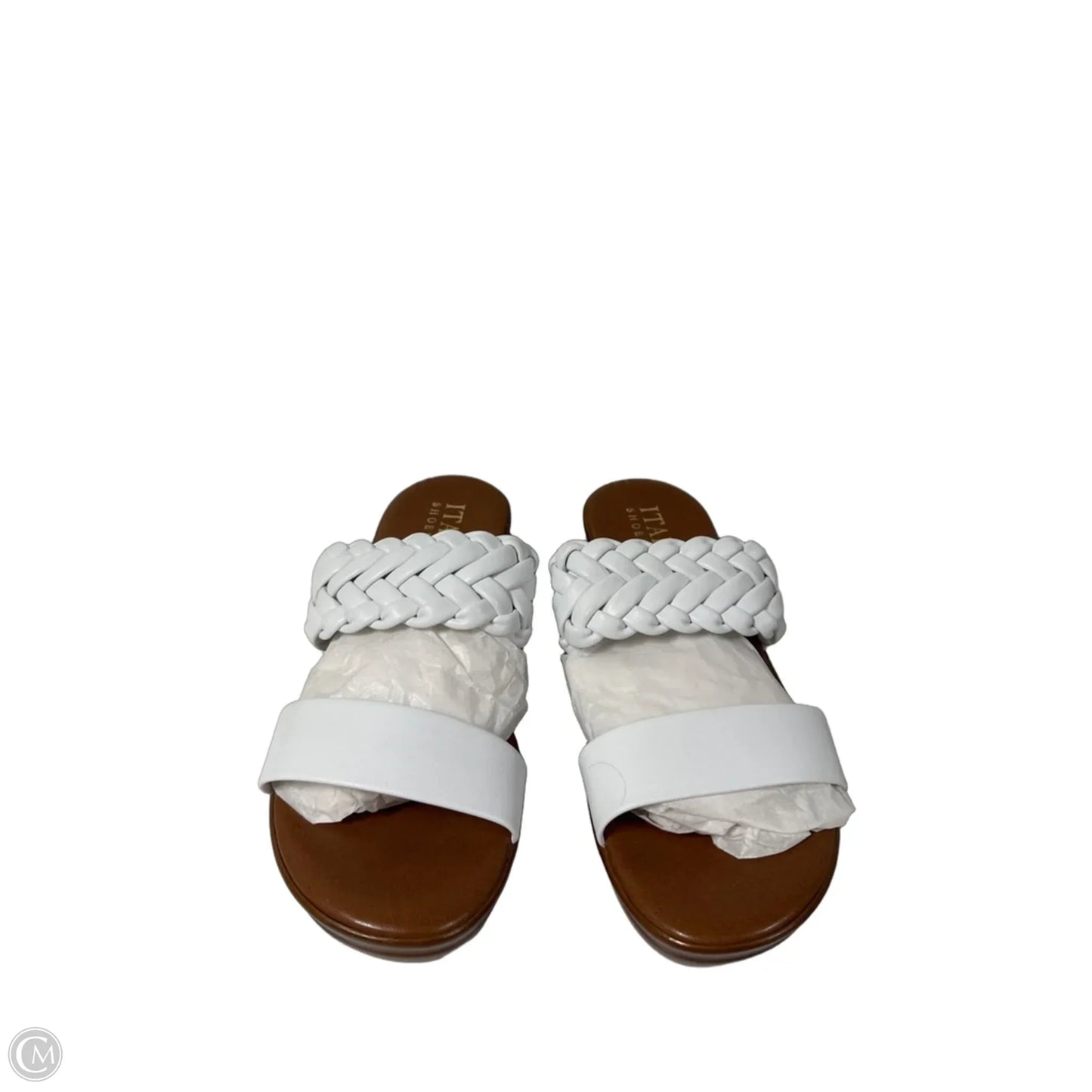 Sandals Heels Wedge By Italian Shoemakers In White, Size: 6.5
