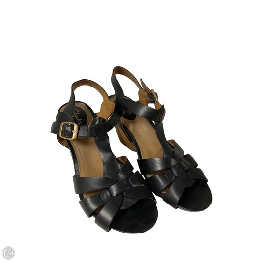 Sandals Heels Wedge By Clarks In Black, Size: 7