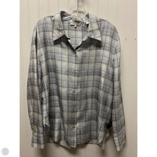 Top Long Sleeve By Vince In Blue & Grey, Size: L