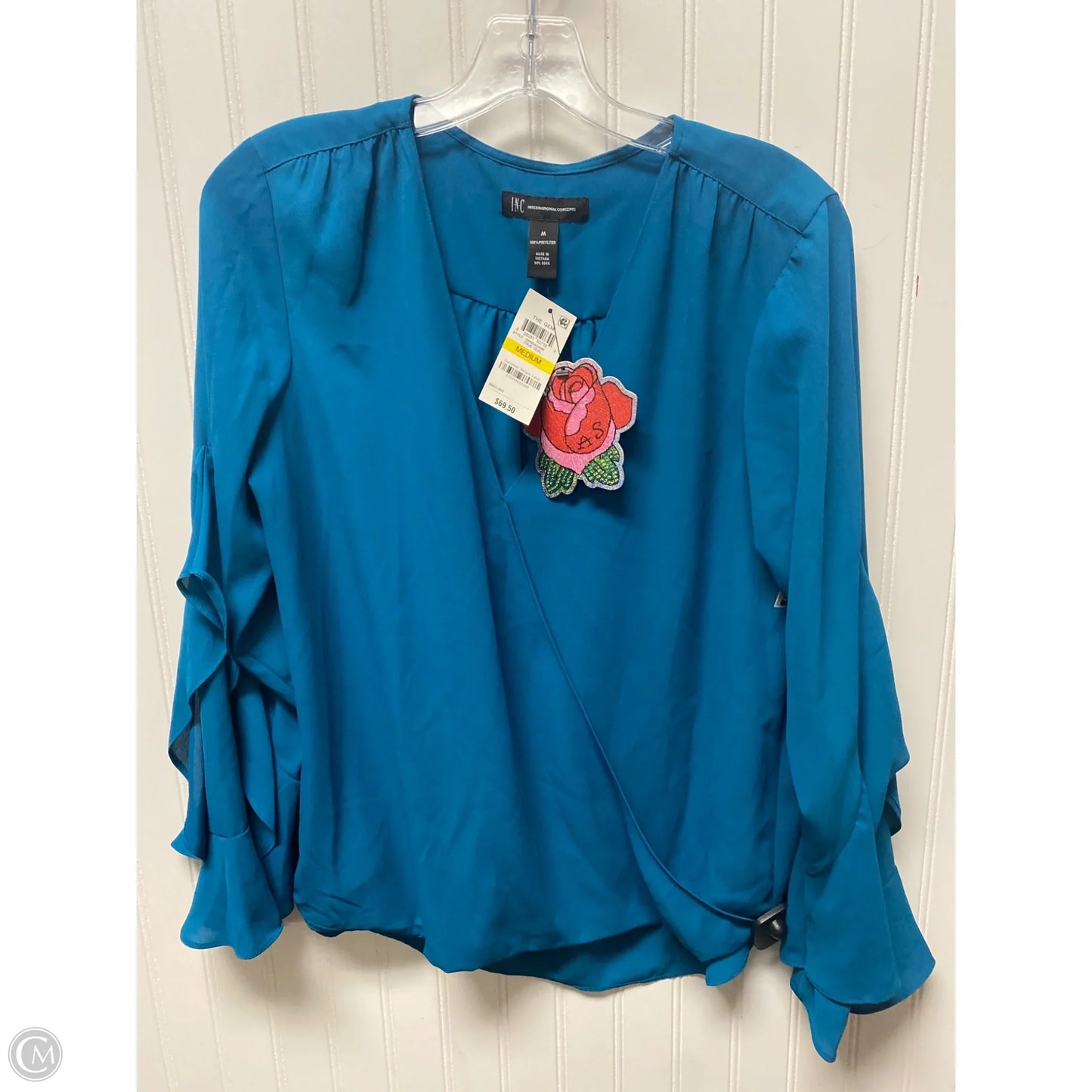 Top Long Sleeve By Inc In Blue, Size: M