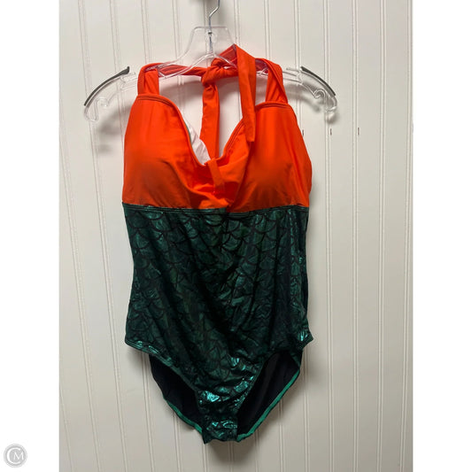Swimsuit By Clothes Mentor In Green & Orange, Size: 1x