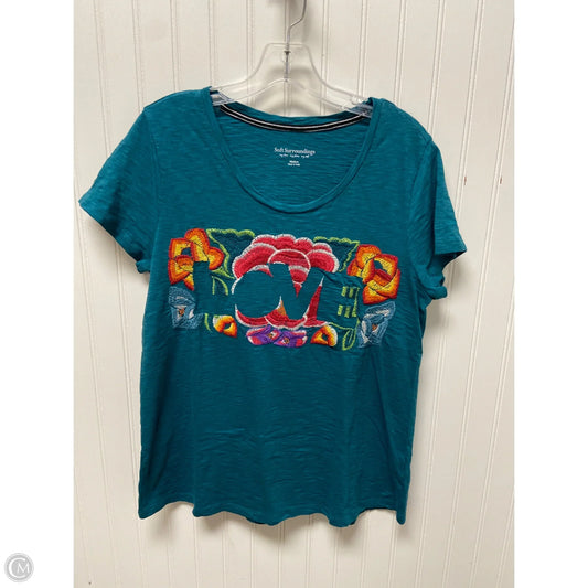 Top Short Sleeve Basic By Soft Surroundings In Blue, Size: M