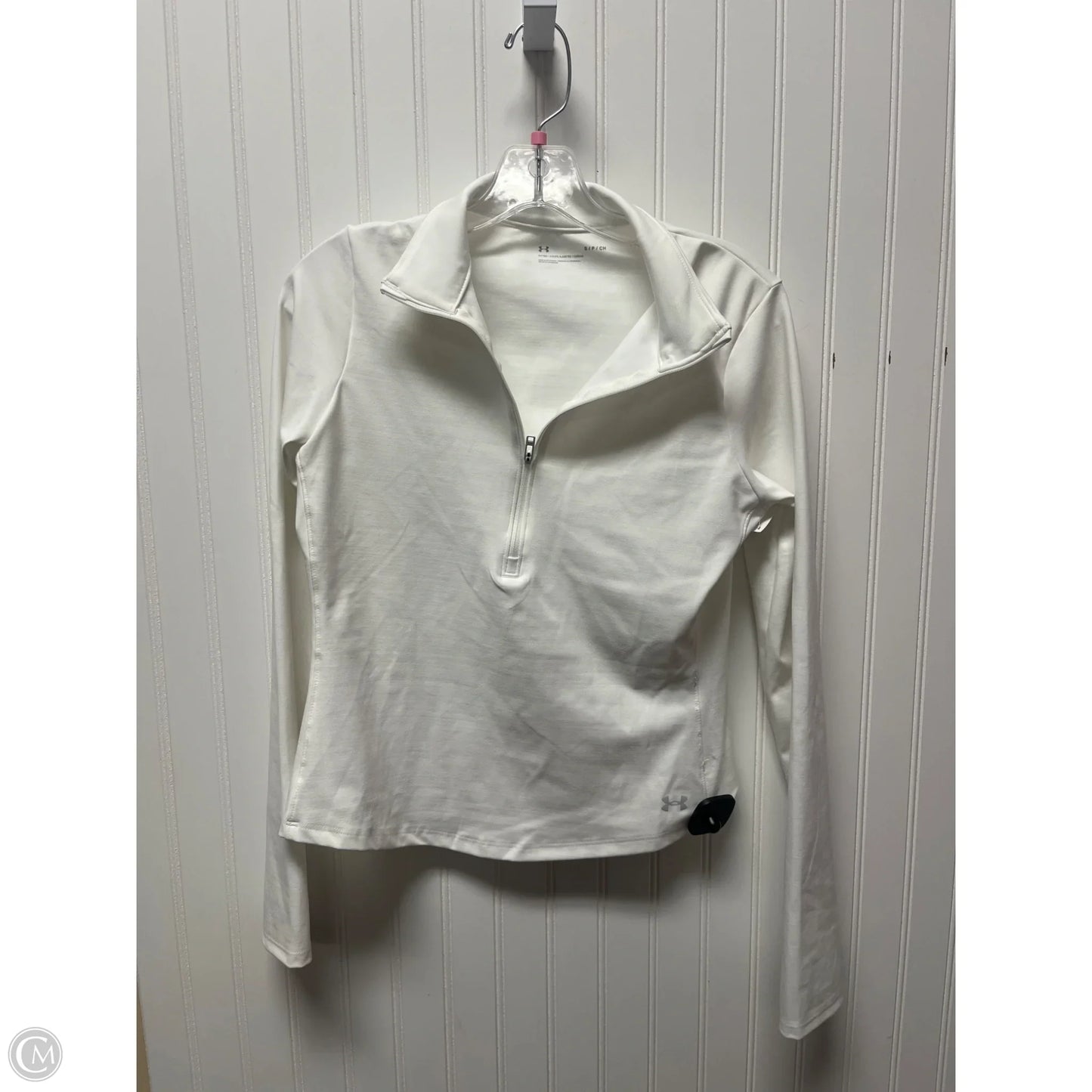Athletic Top Long Sleeve Collar By Under Armour In White, Size: Sp