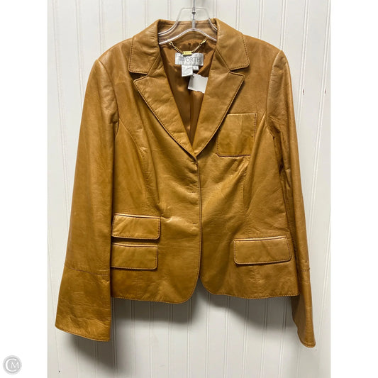 Jacket Leather By Clothes Mentor In Tan, Size: L