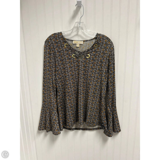 Top Long Sleeve By Michael By Michael Kors In Brown & Yellow, Size: M