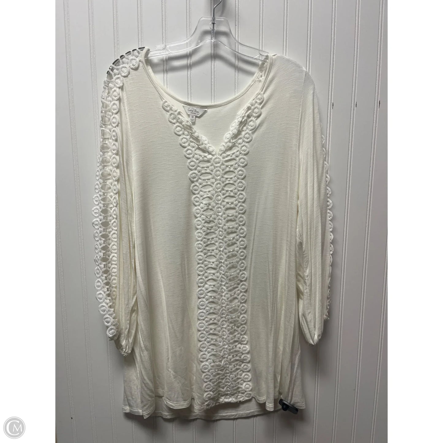 Top Long Sleeve By Coral Bay In Cream, Size: 1x