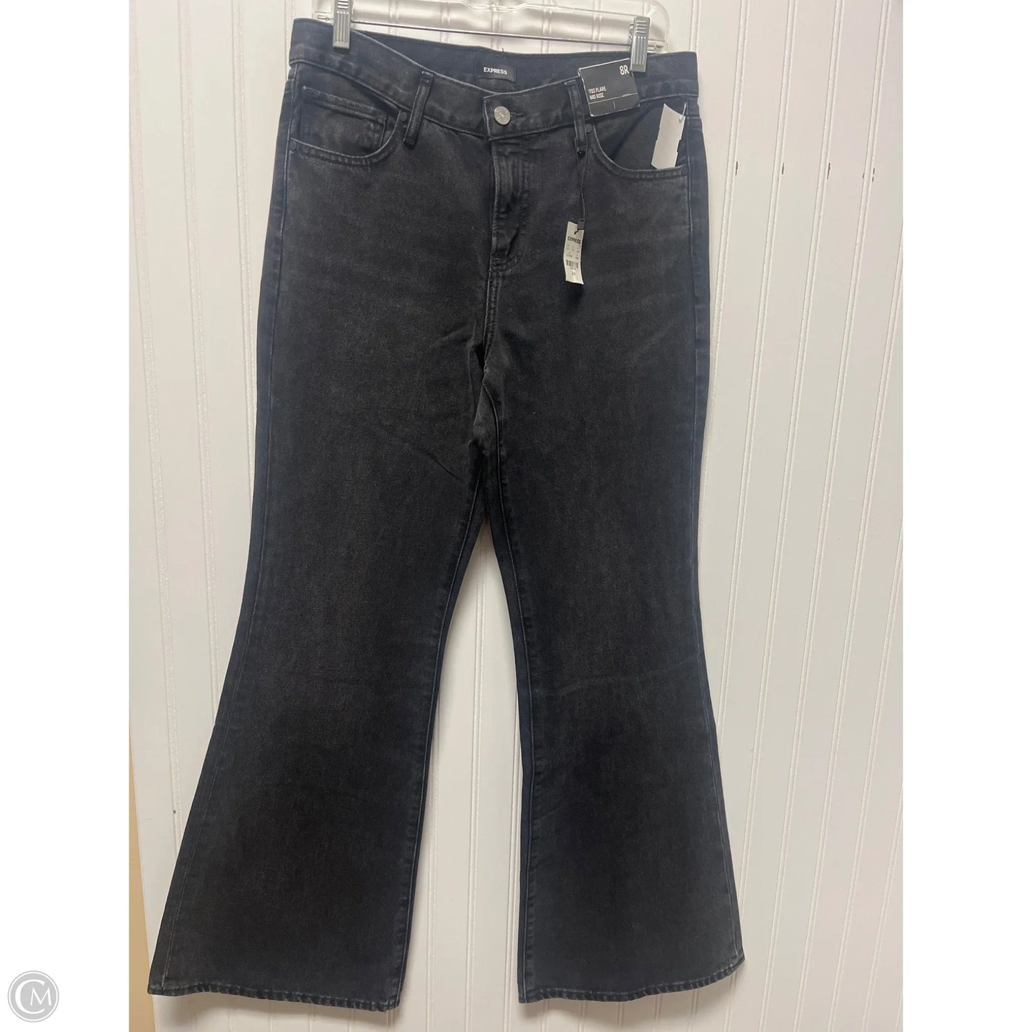 Jeans Flared By Express In Black Denim, Size: 8
