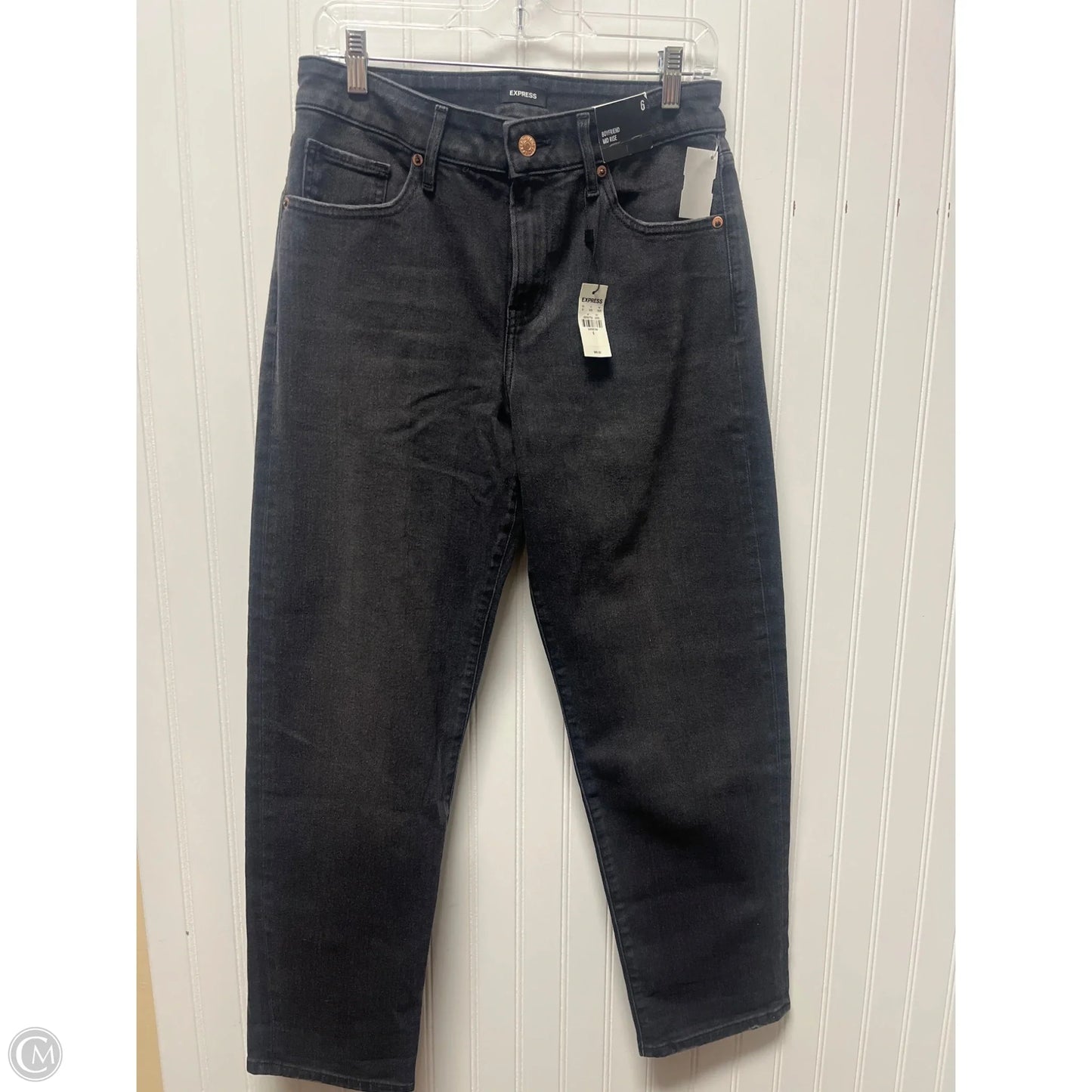 Jeans Boyfriend By Express In Black Denim, Size: 6