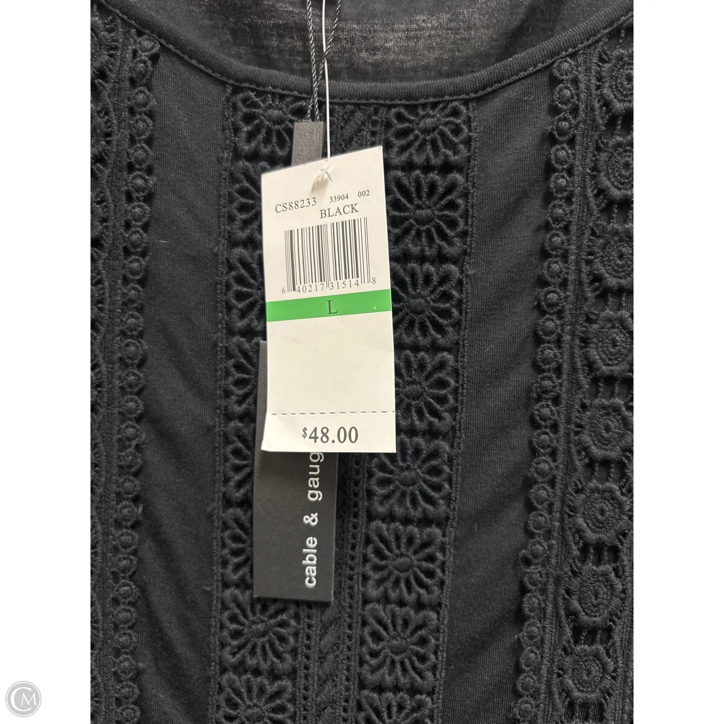 Top Long Sleeve By Cable And Gauge In Black, Size: L