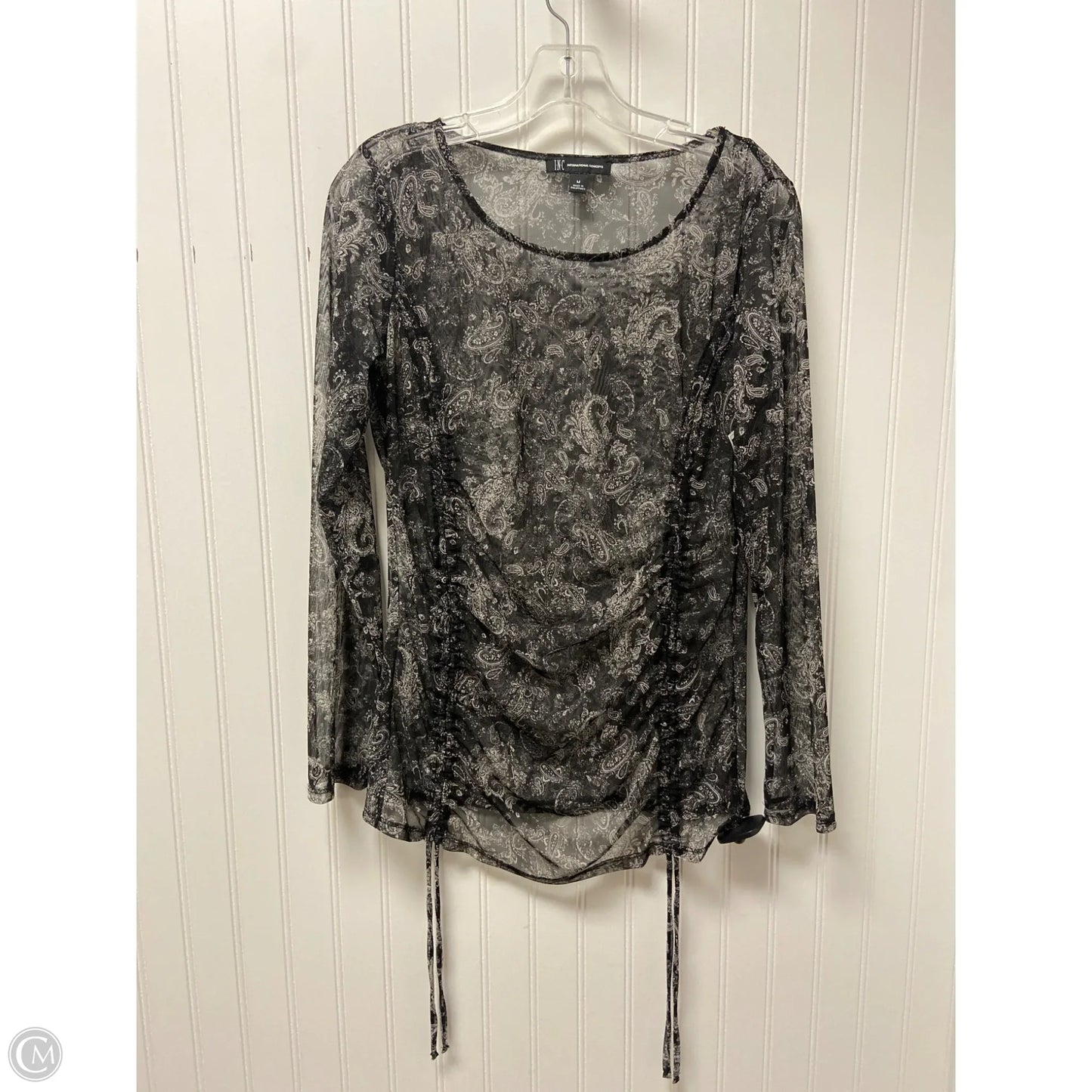 Top Long Sleeve By Inc In Black & White, Size: M
