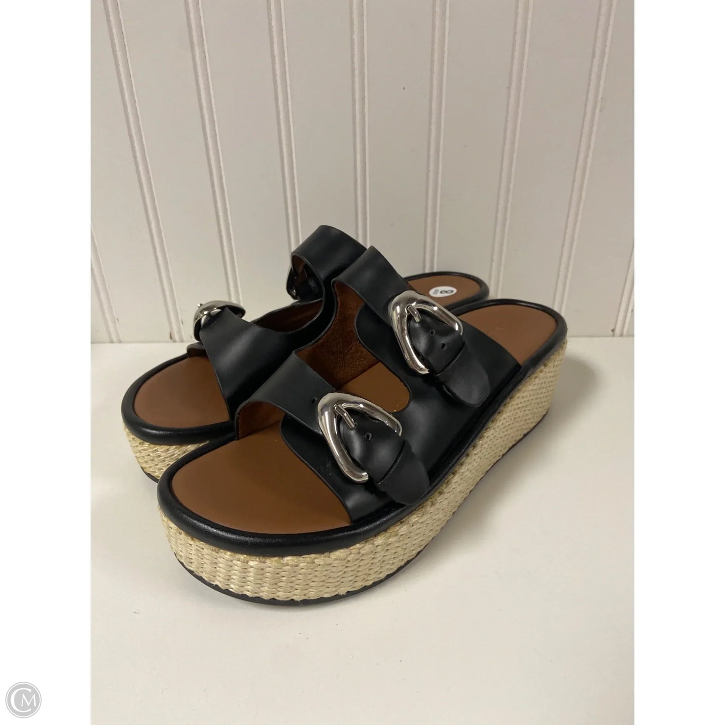 Sandals Heels Wedge By Aerosoles In Black, Size: 8