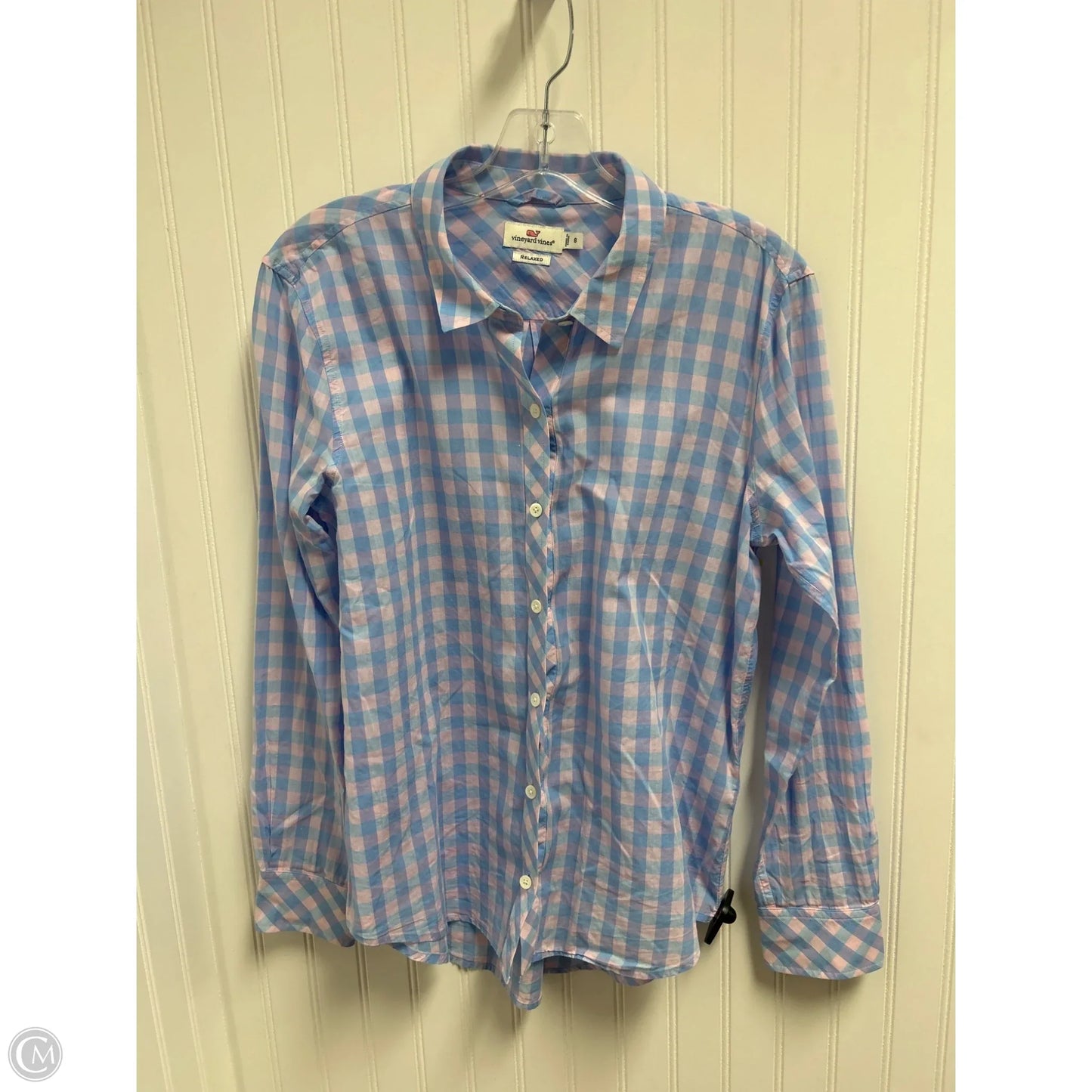 Top Long Sleeve By Vineyard Vines In Blue & Pink, Size: M