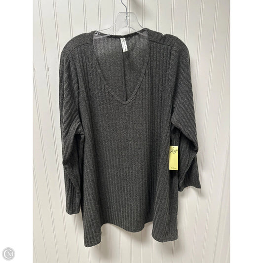 Top Long Sleeve Basic By Perceptions In Grey, Size: 3x