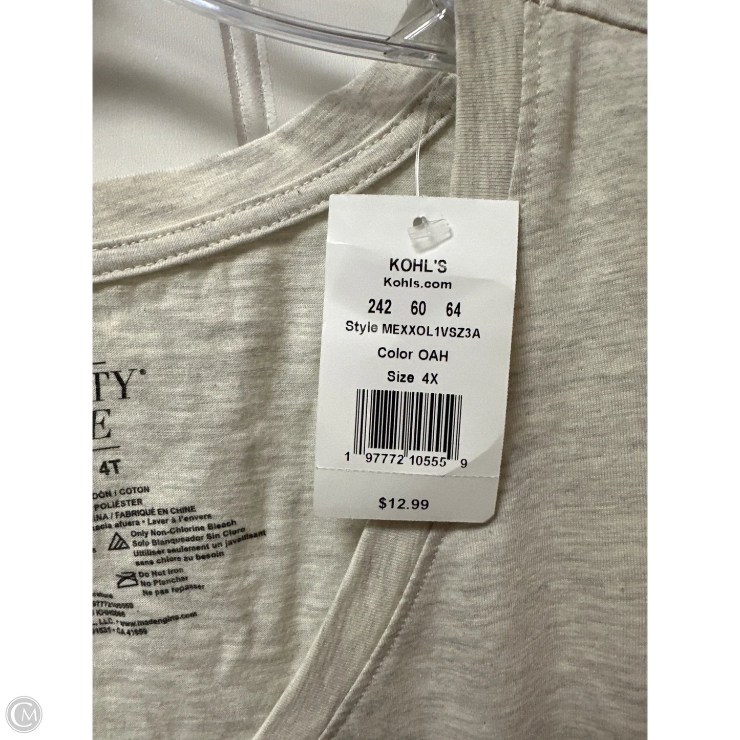 Top Short Sleeve Basic By Clothes Mentor In Grey, Size: 4x