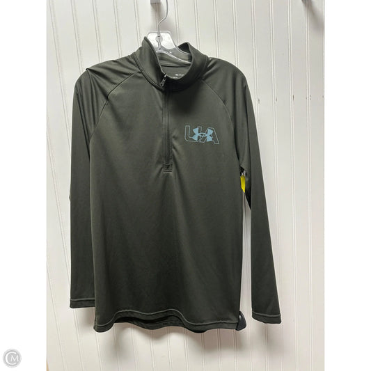 Athletic Top Long Sleeve Collar By Under Armour In Green, Size: Sp