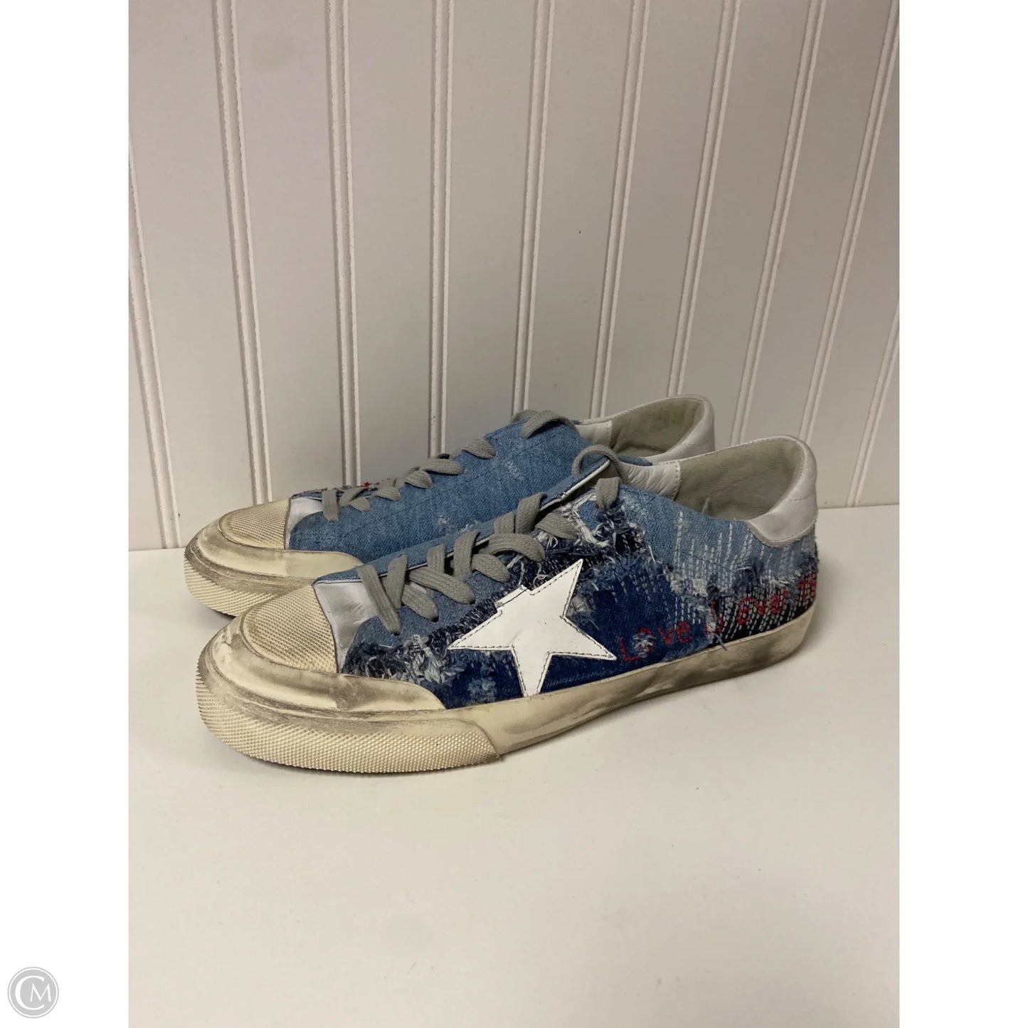 Shoes Luxury Designer By Golden Goose In Blue Denim, Size: 11