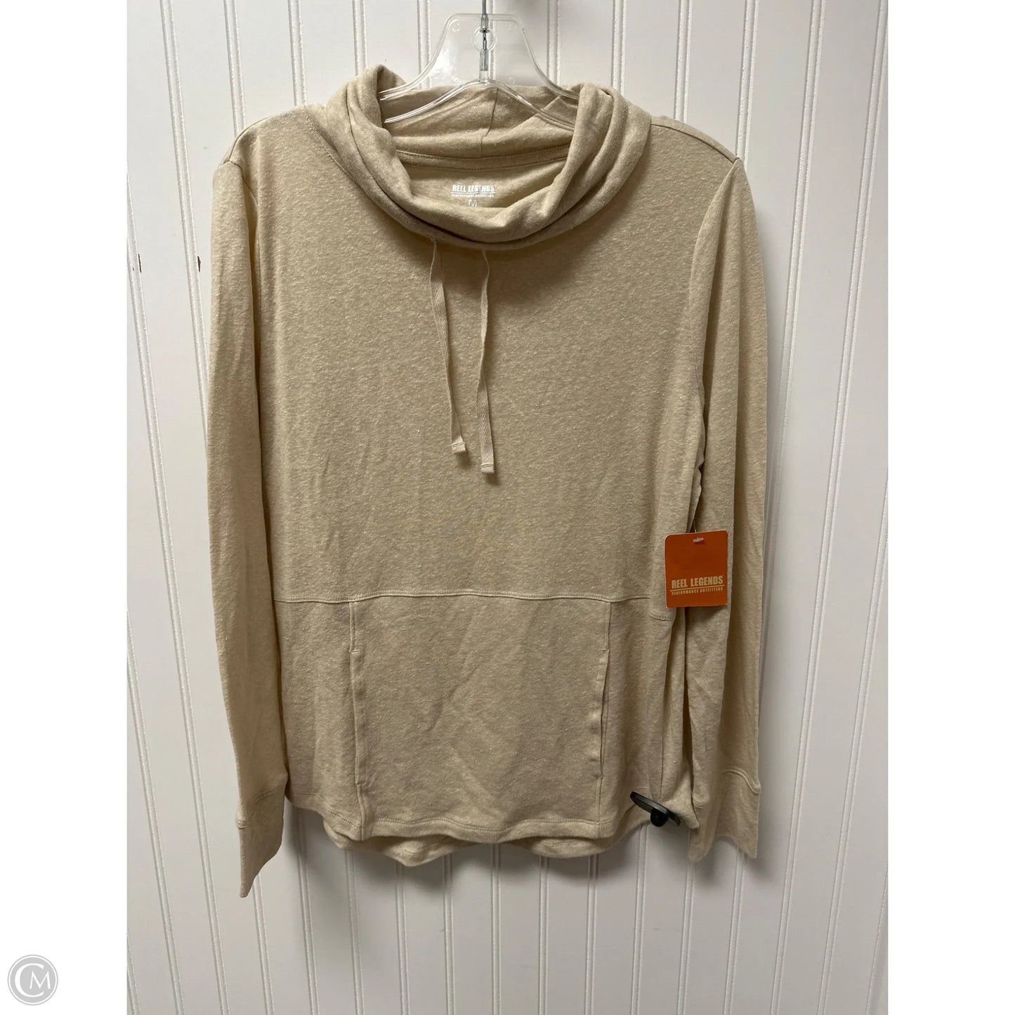 Athletic Top Long Sleeve Collar By Reel Legends In Beige, Size: M
