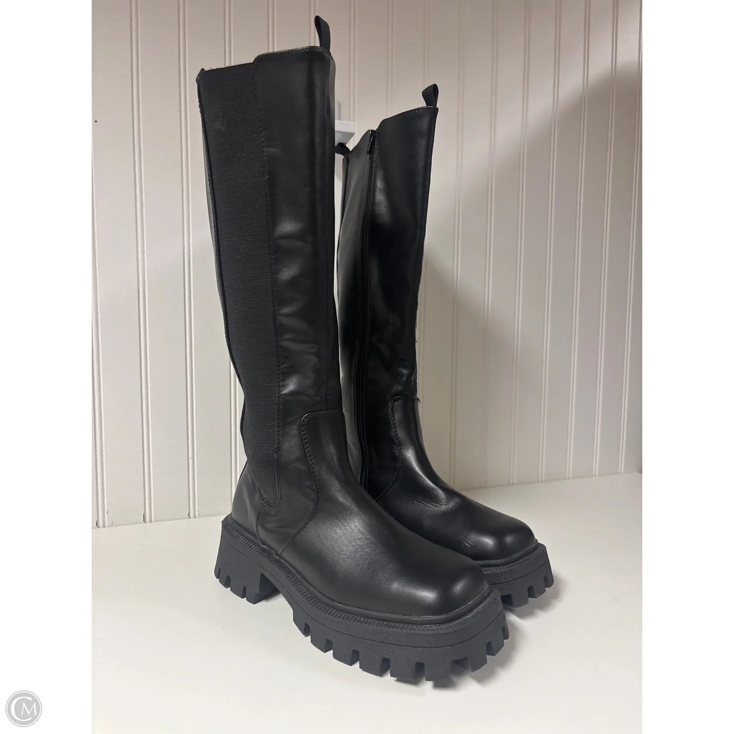 Boots Mid-calf Heels By Asos In Black, Size: 6