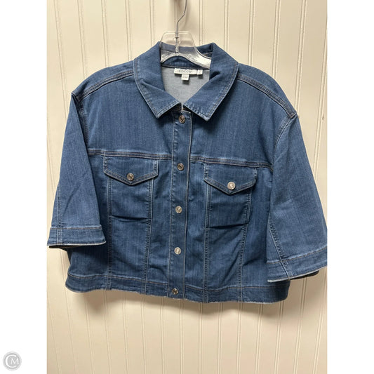 Jacket Denim By Chicos In Blue Denim, Size: Xl
