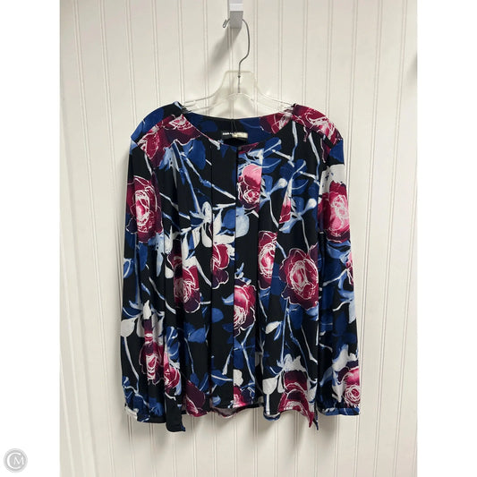 Top Long Sleeve Designer By Karl Lagerfeld In Black & Purple, Size: Xl