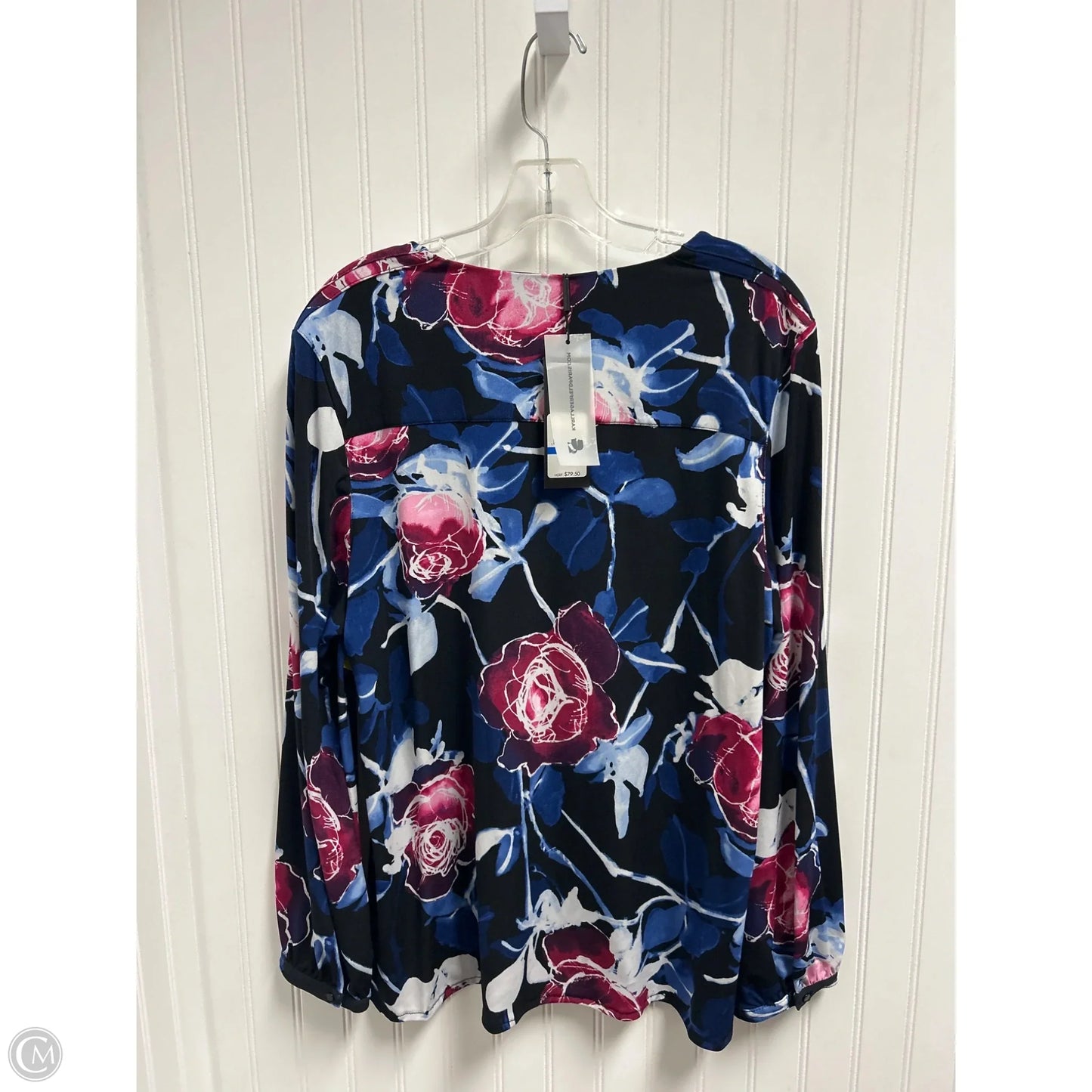 Top Long Sleeve Designer By Karl Lagerfeld In Black & Purple, Size: Xl