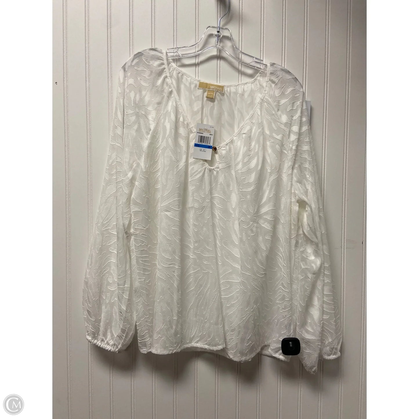Top Long Sleeve By Michael By Michael Kors In White, Size: Xl