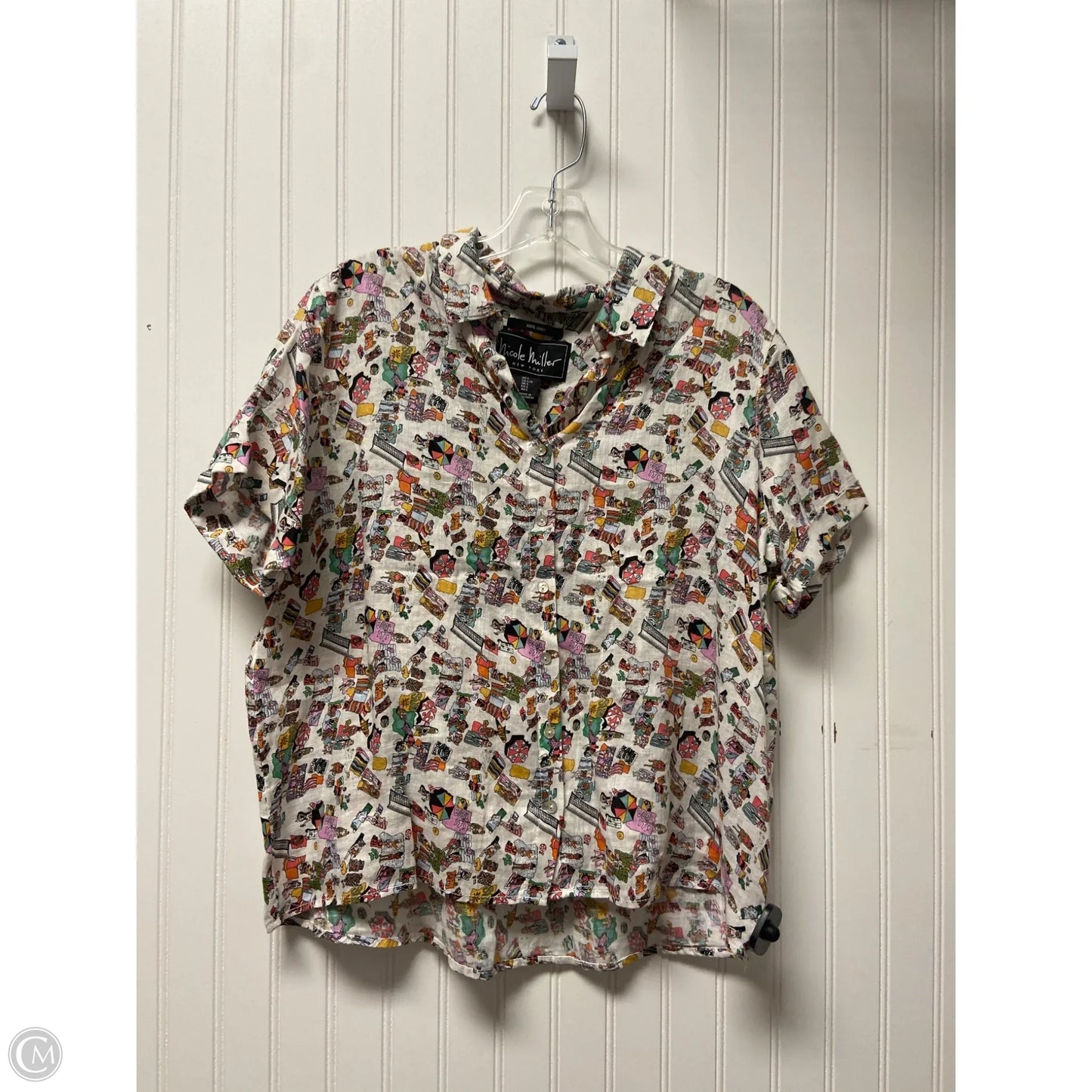 Top Short Sleeve Basic By Nicole Miller In Multi-colored, Size: L