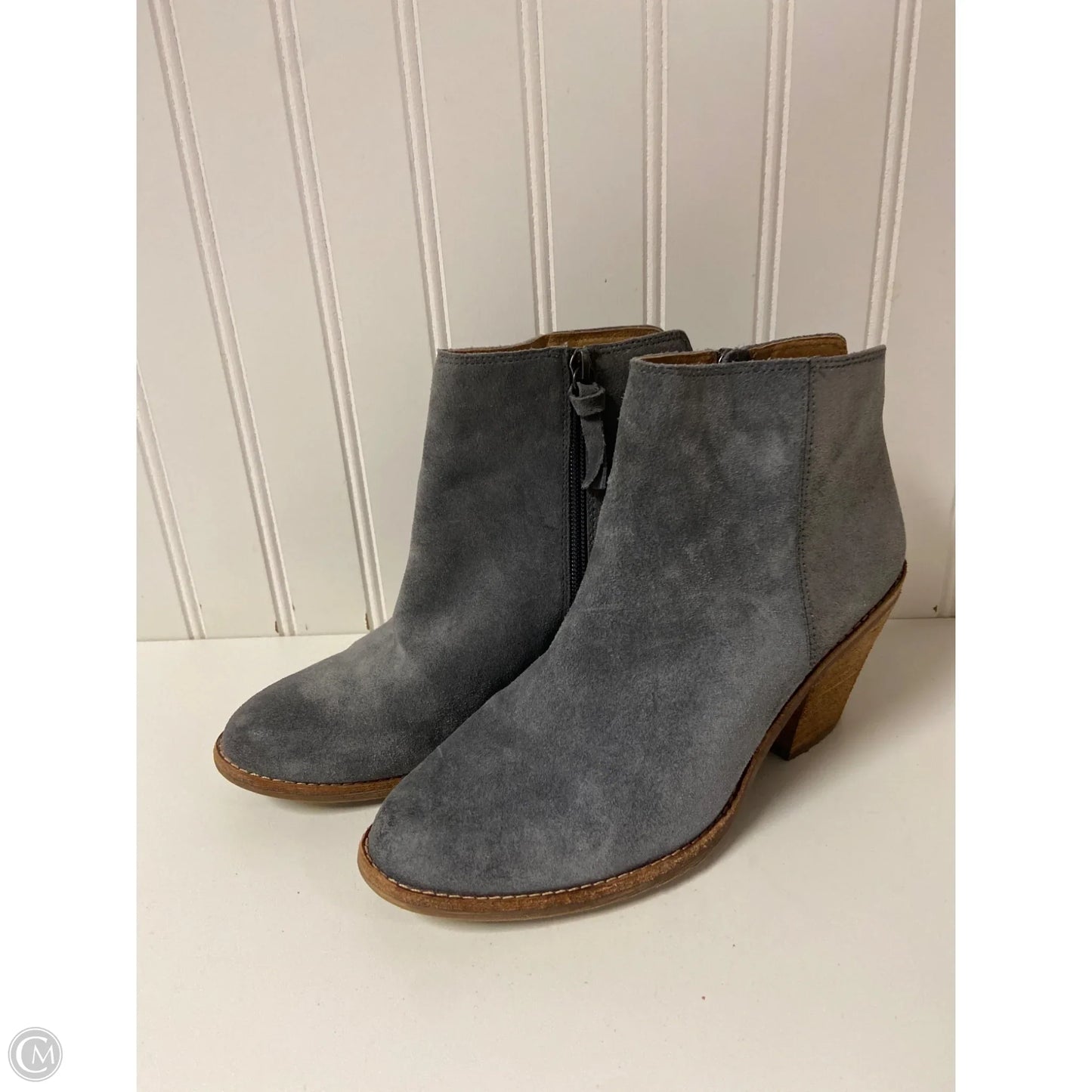 Boots Ankle Heels By Sofft In Grey, Size: 6.5