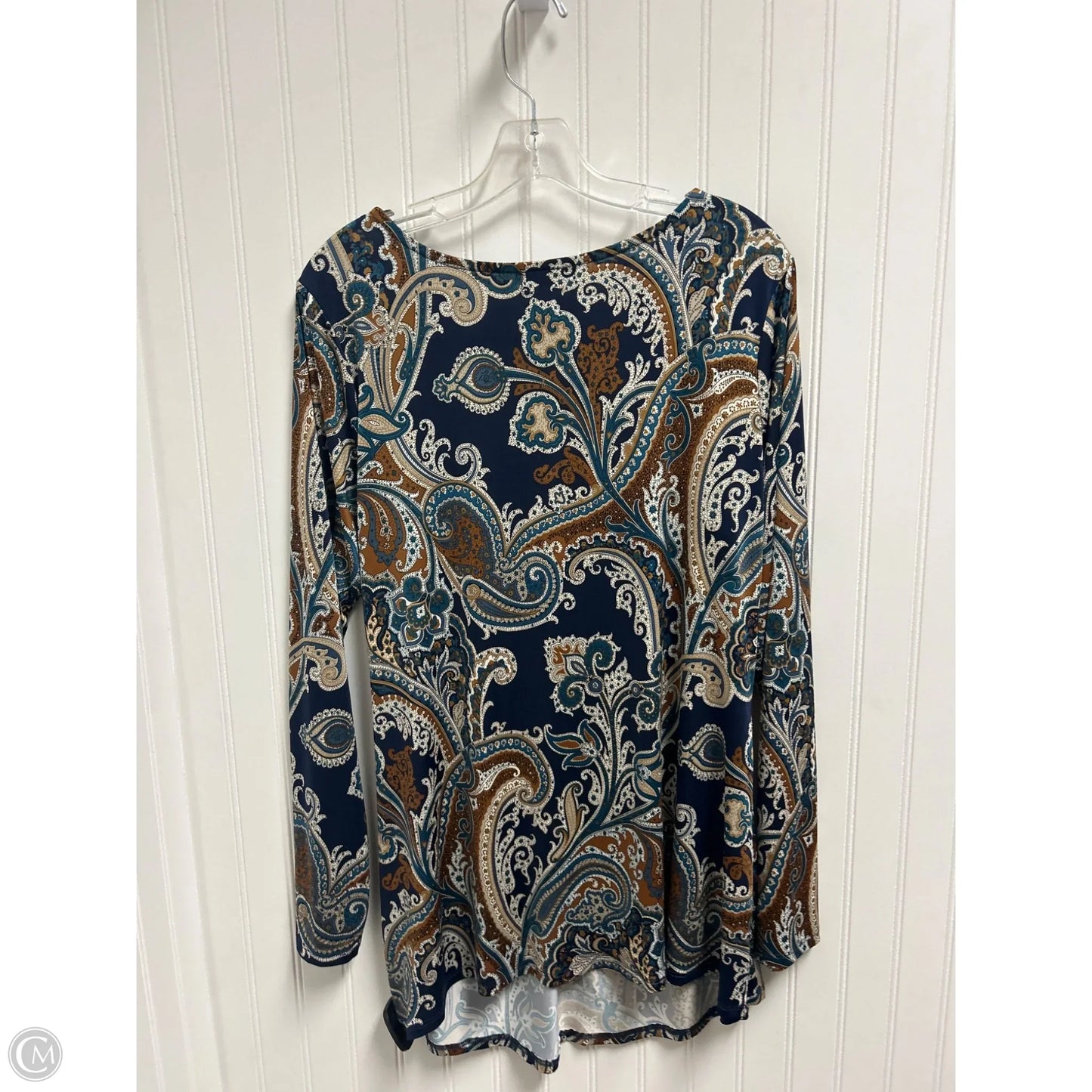 Top Long Sleeve By Venus In Blue & Brown, Size: 1x