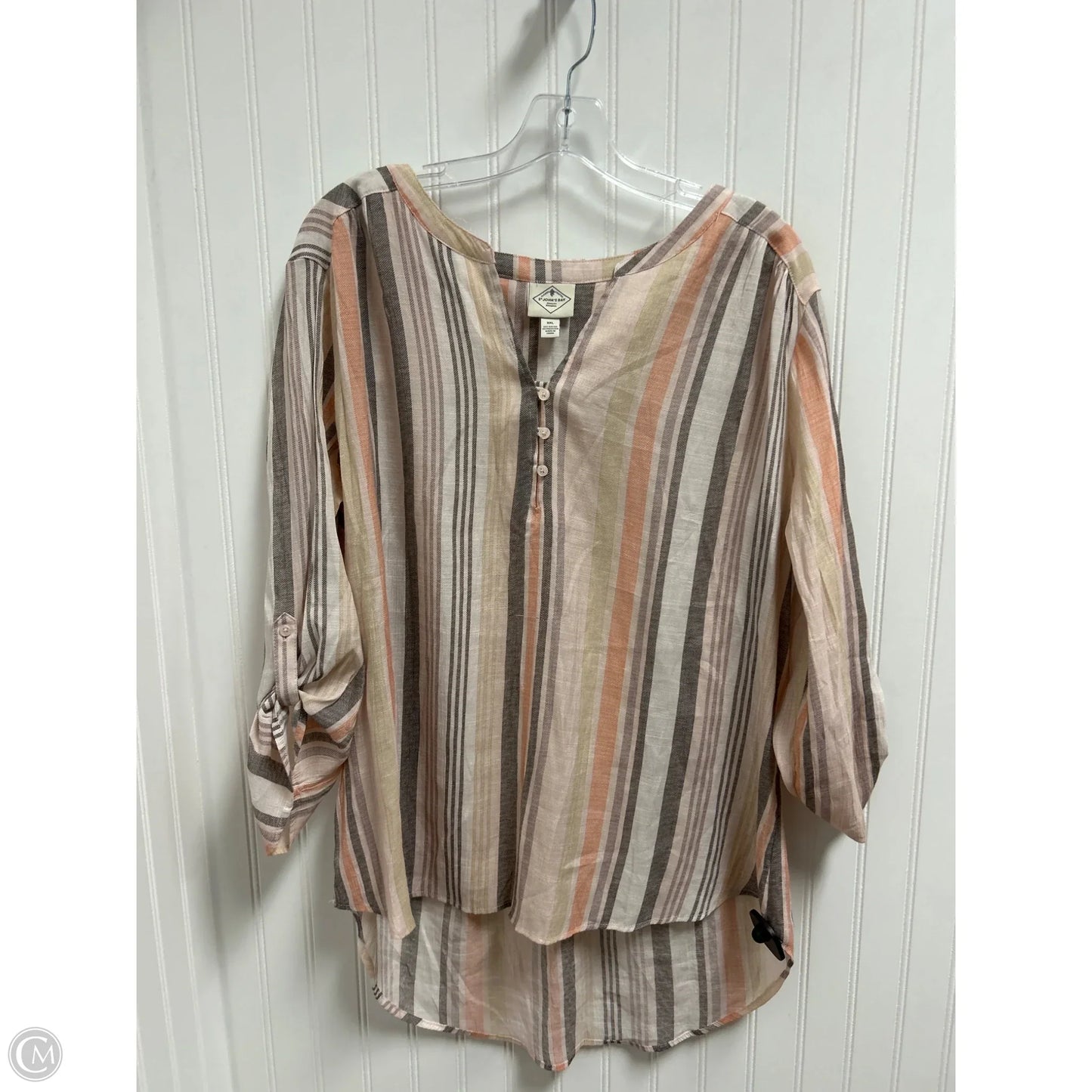 Top Long Sleeve By St Johns Bay In Striped Pattern, Size: 1x