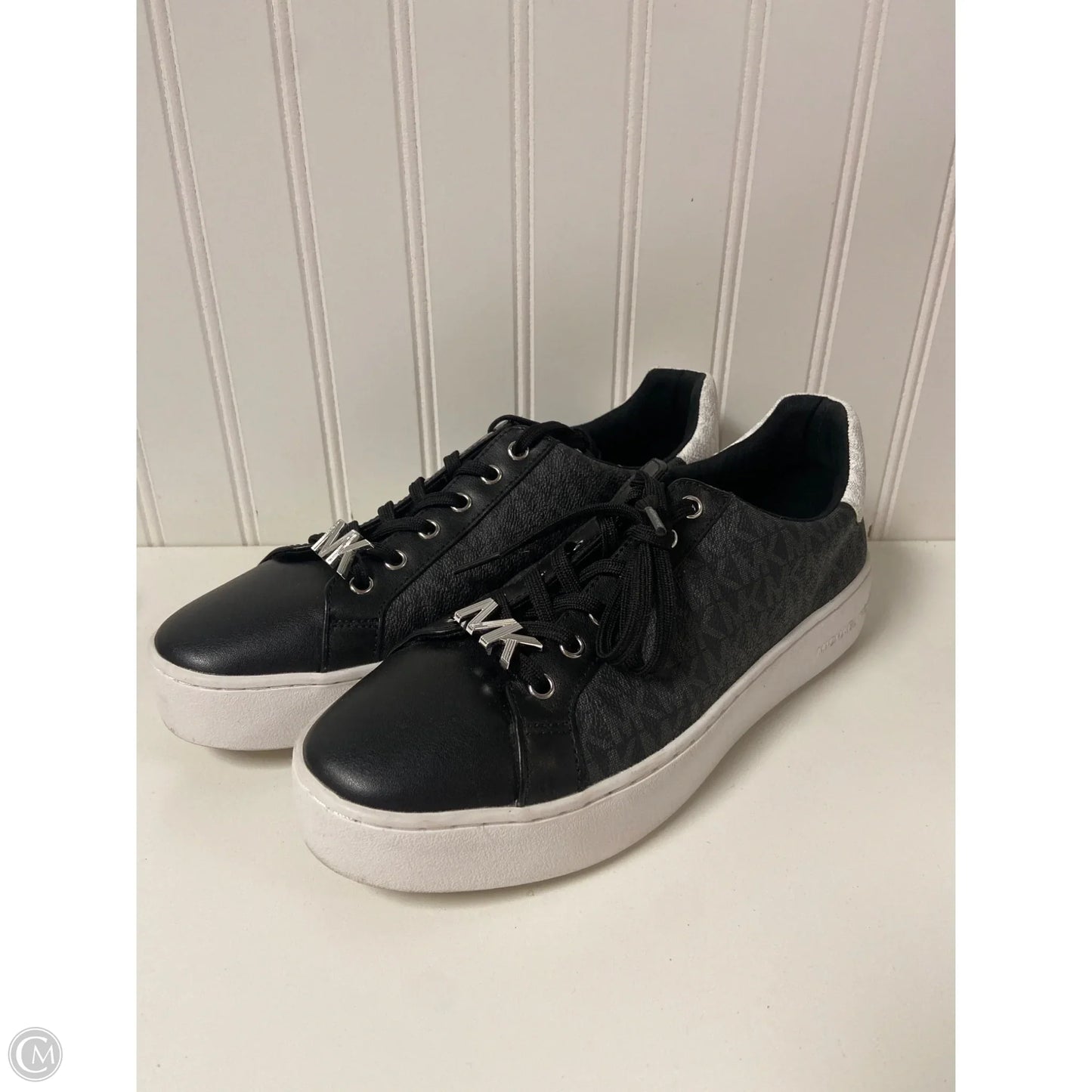 Shoes Designer By Michael Kors In Black & Silver, Size: 9