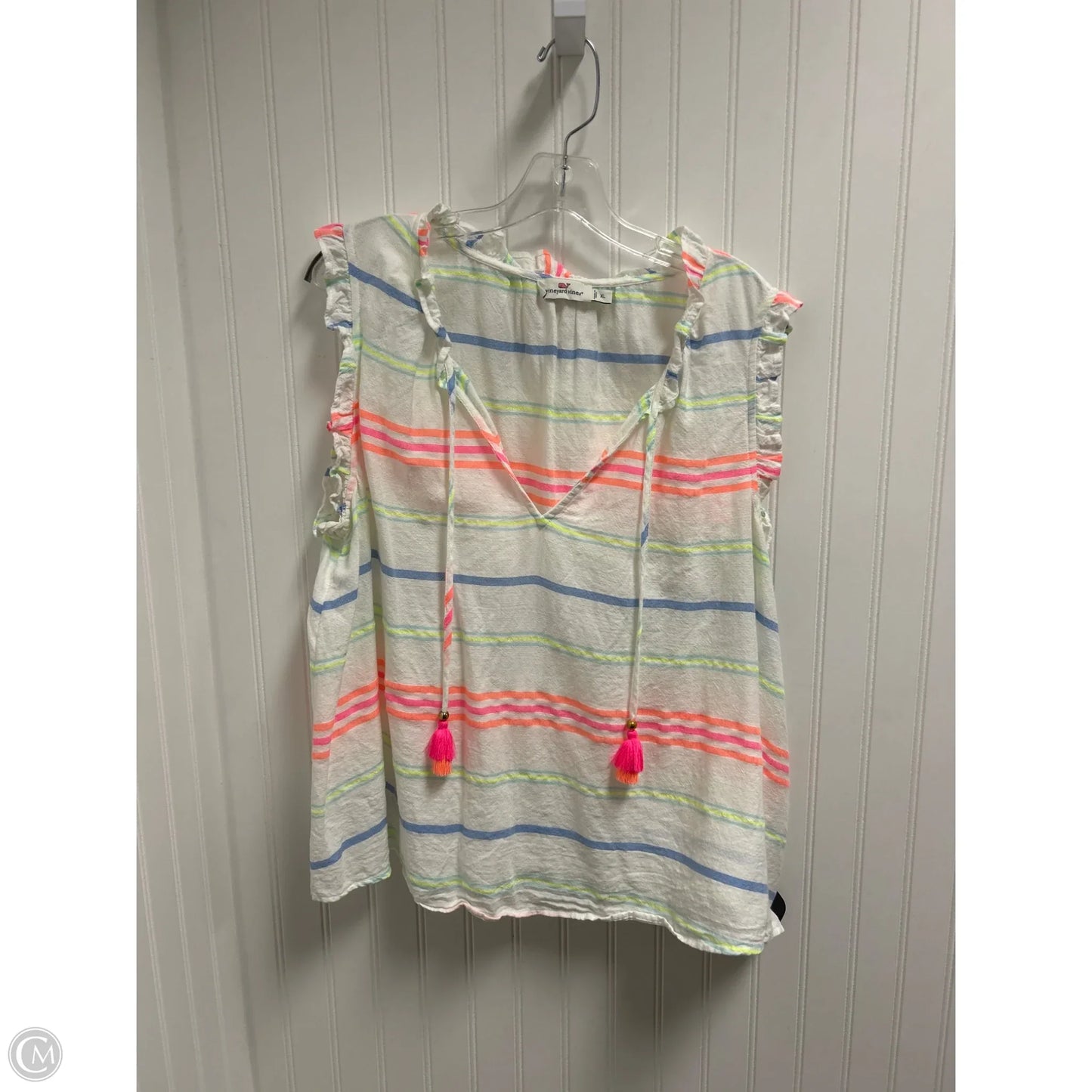 Top Sleeveless By Vineyard Vines In Striped Pattern, Size: Xl