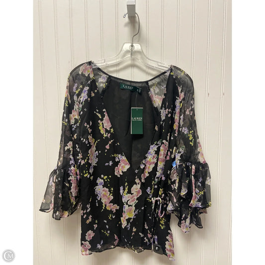 Top 3/4 Sleeve By Ralph Lauren In Black, Size: M
