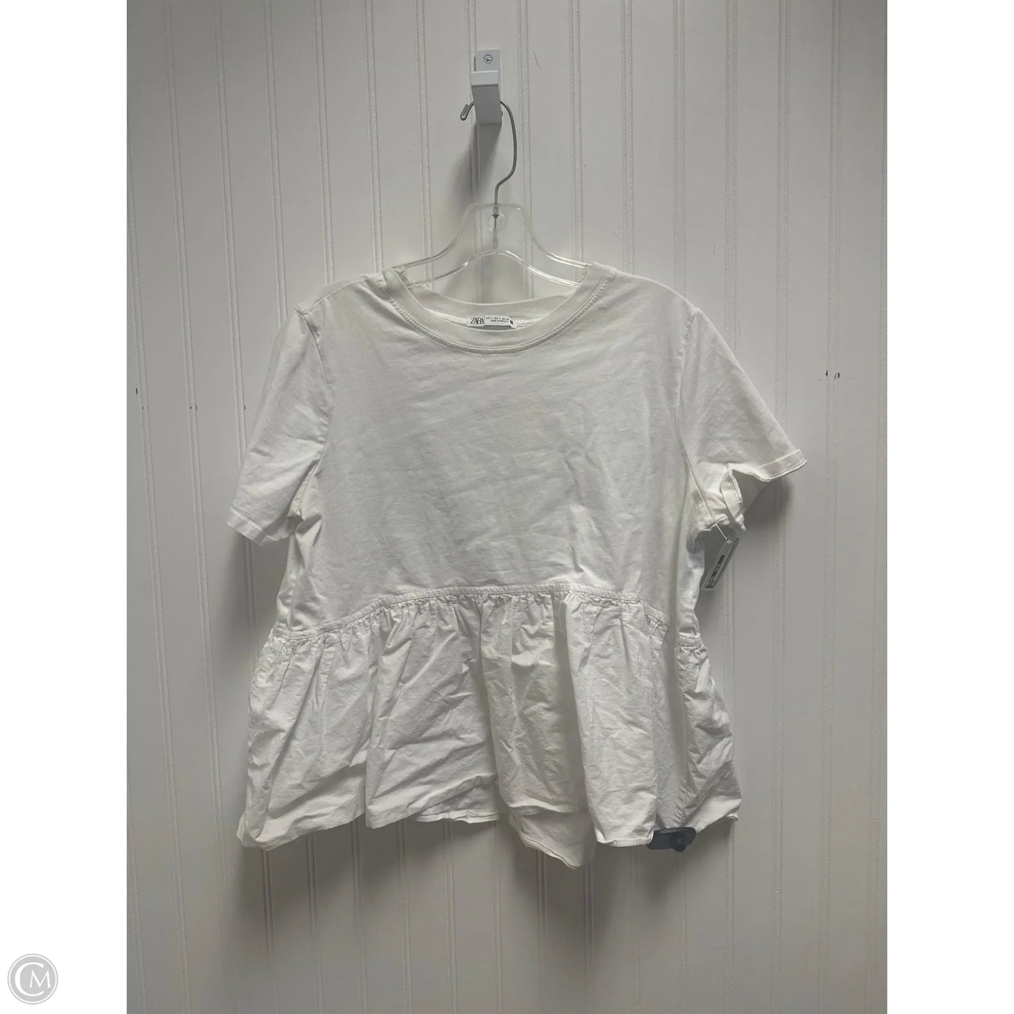 Top Short Sleeve By Zara In White, Size: L