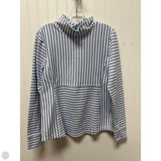 Top Long Sleeve By Talbots In Blue & White, Size: M