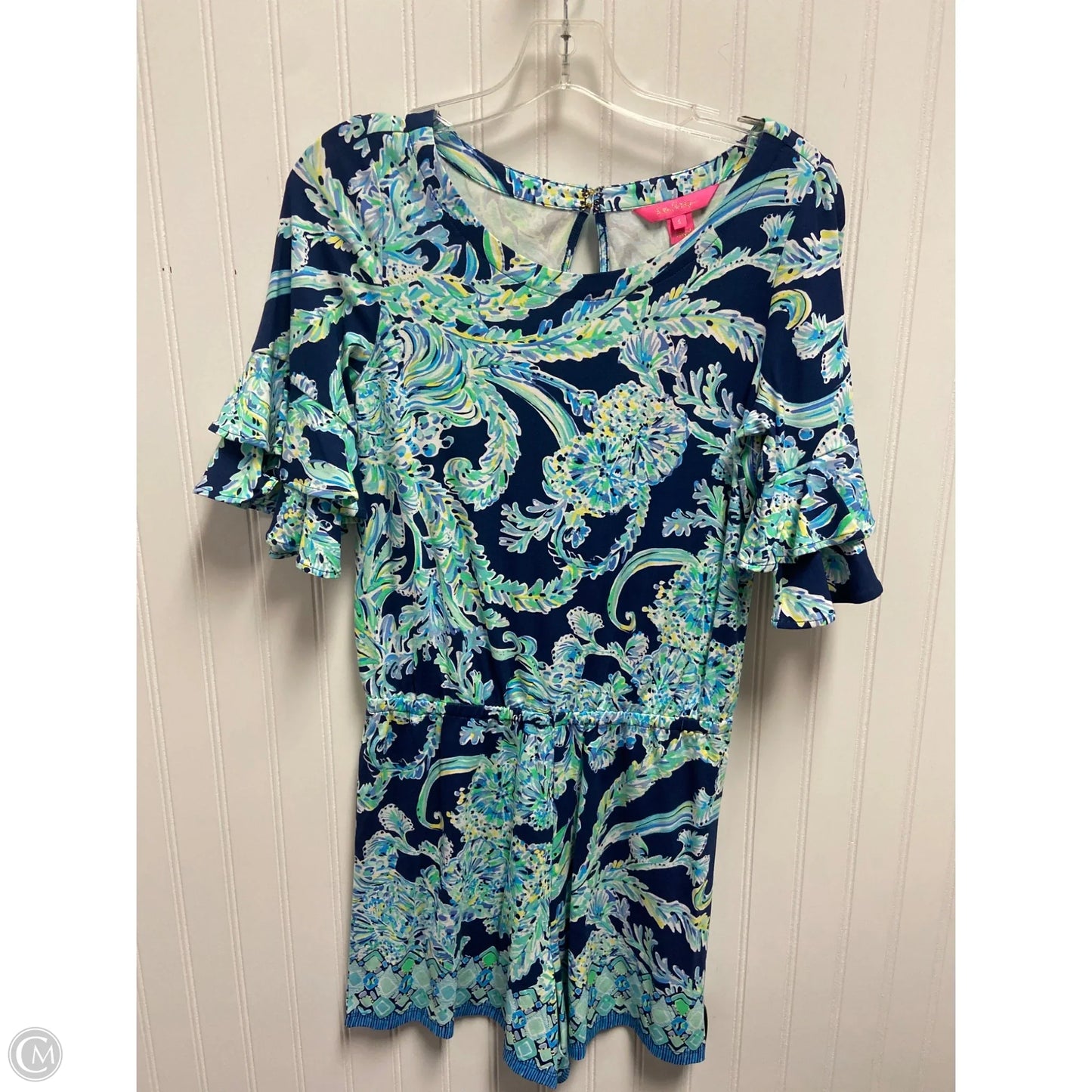 Romper Designer By Lilly Pulitzer In Blue & Green, Size: S