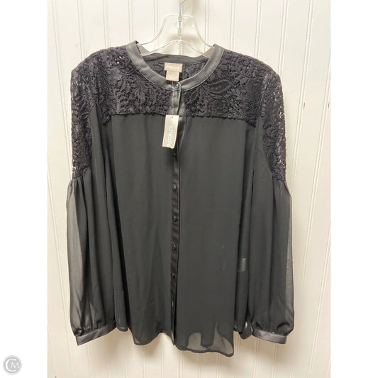 Top Long Sleeve By Chicos In Black, Size: L