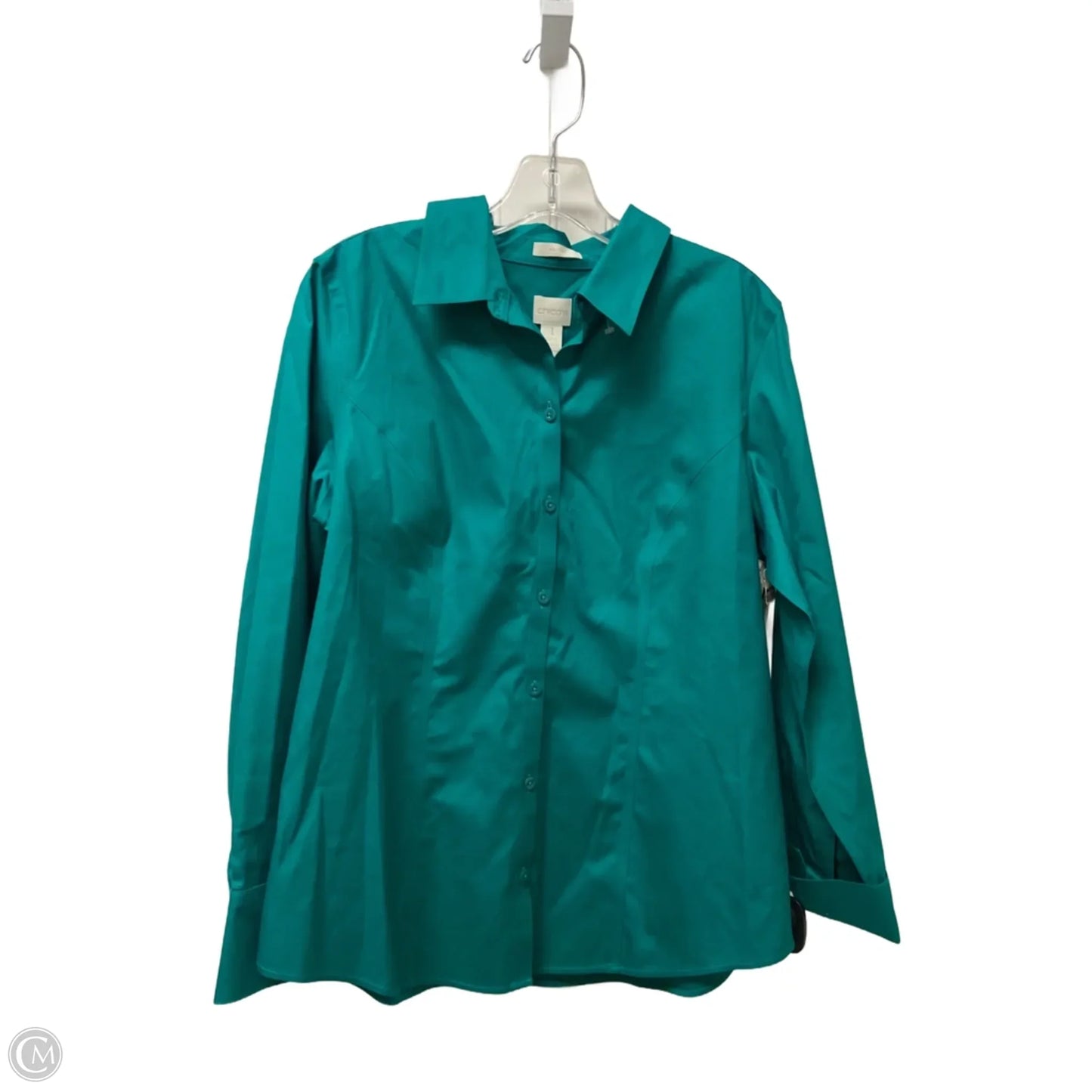 Top Long Sleeve Basic By Chicos In Green, Size: M