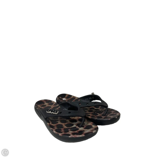 Sandals Flip Flops By Crocs In Animal Print, Size: 9